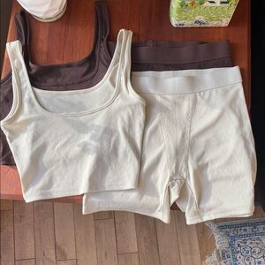 New Capsule Tan Brown Bralette Tank Boyfriend Underwear Set of Two Size Medium